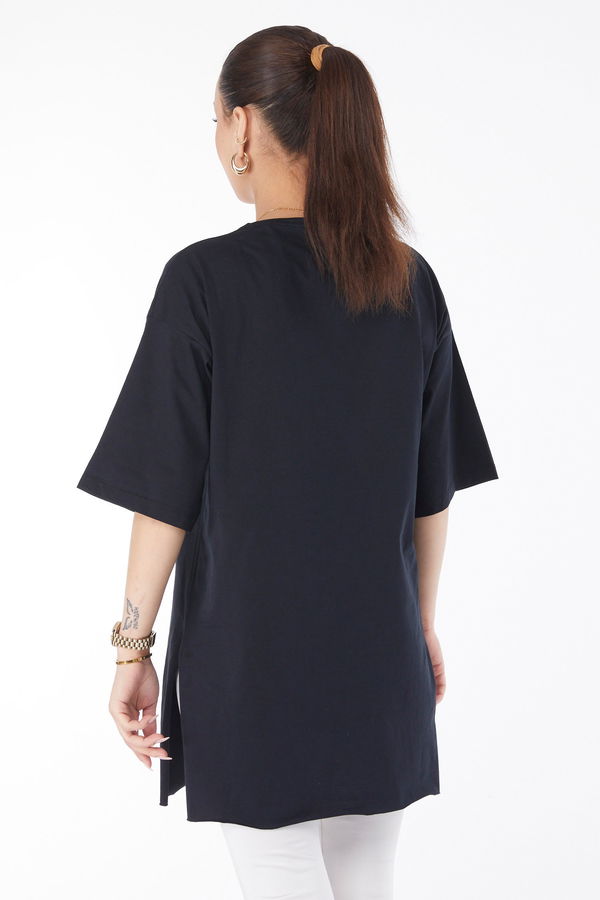 Kısa Kollu Baskılı T-shirt Siyah - 24640 SİYAH