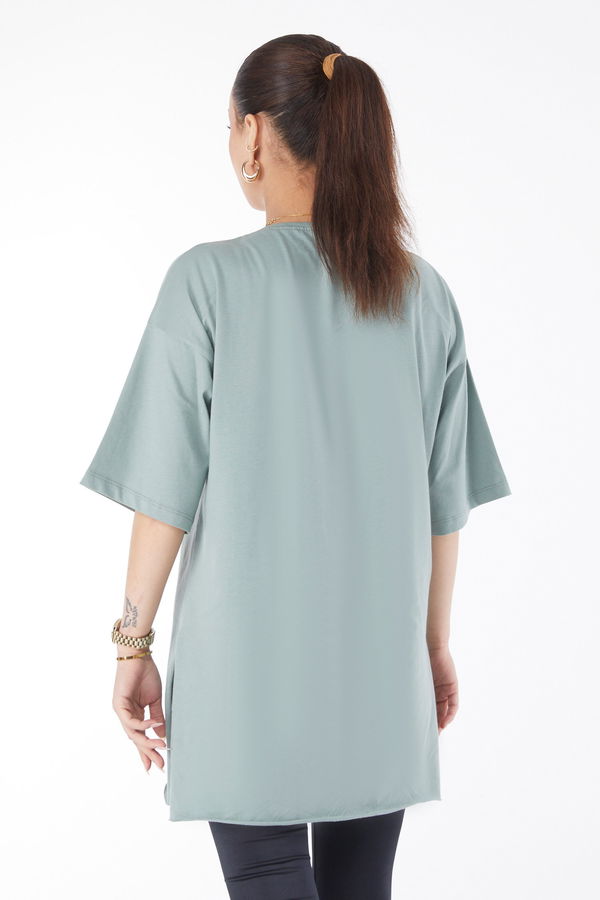 Kısa Kollu Baskılı T-shirt Yeşil - 24640