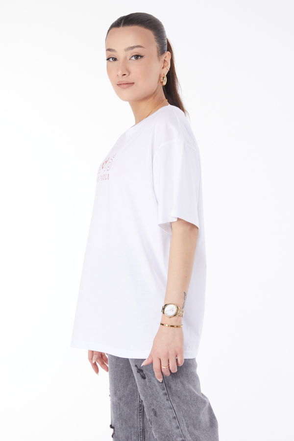 Kısa Kollu Baskılı T-shirt Beyaz - 24642 BEYAZ