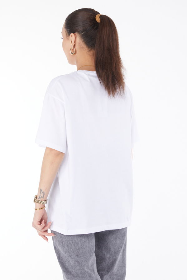 Kısa Kollu Baskılı T-shirt Beyaz - 24642 BEYAZ