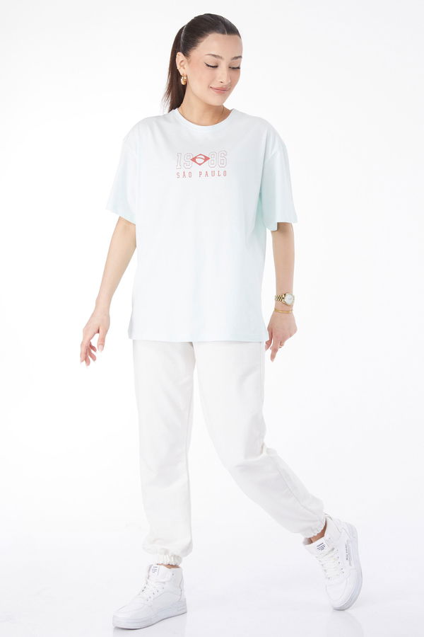 Kısa Kollu Baskılı T-shirt Yeşil - 24642