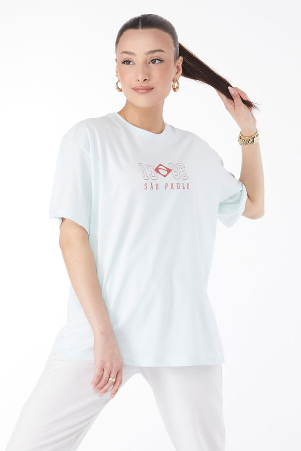 Kısa Kollu Baskılı T-shirt Yeşil - 24642