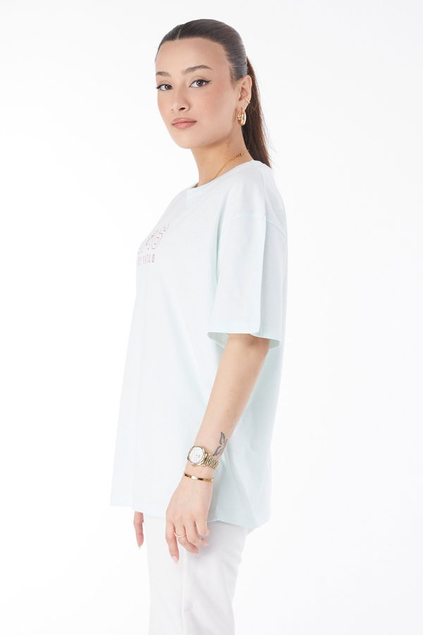 Kısa Kollu Baskılı T-shirt Yeşil - 24642