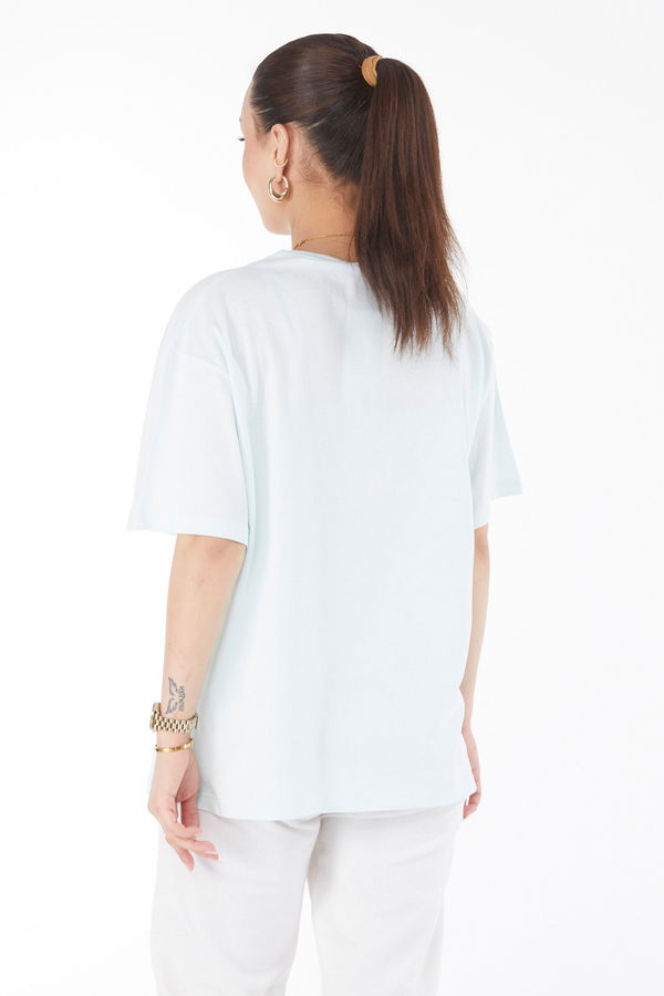 Kısa Kollu Baskılı T-shirt Yeşil - 24642
