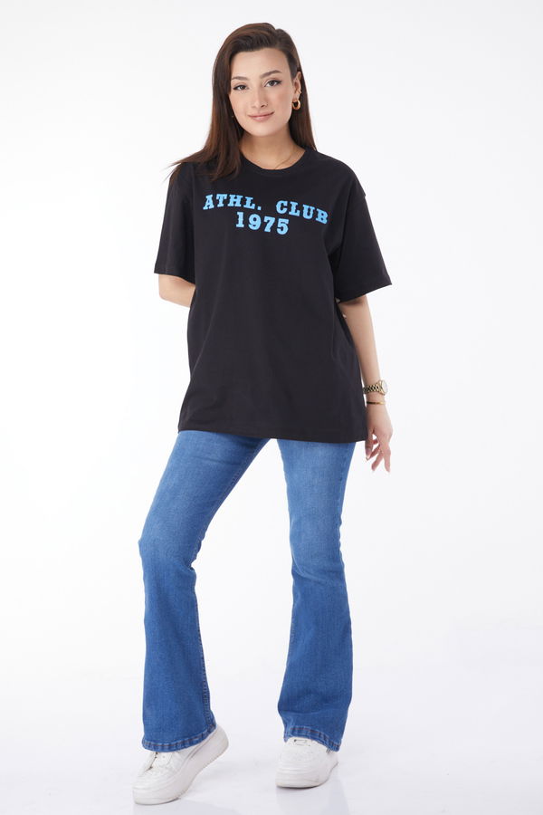 Kısa Kollu Baskılı T-shirt Siyah - 24644 SİYAH