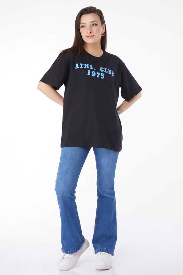 Kısa Kollu Baskılı T-shirt Siyah - 24644 SİYAH