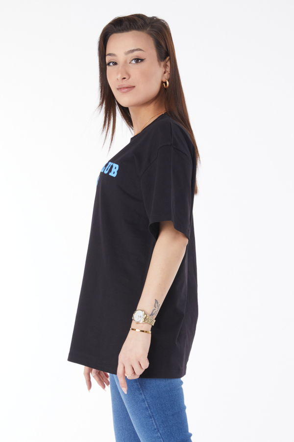 Kısa Kollu Baskılı T-shirt Siyah - 24644 SİYAH