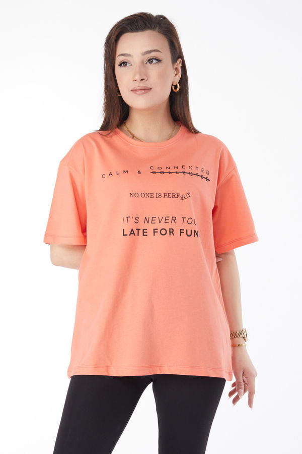 Kısa Kollu Baskılı T-shirt Kırmızı - 24645