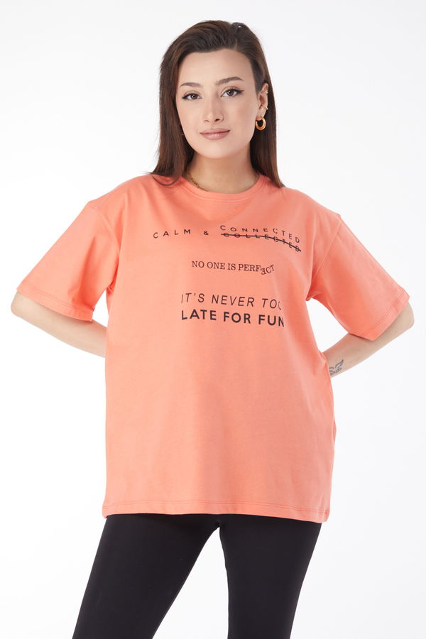 Kısa Kollu Baskılı T-shirt Kırmızı - 24645