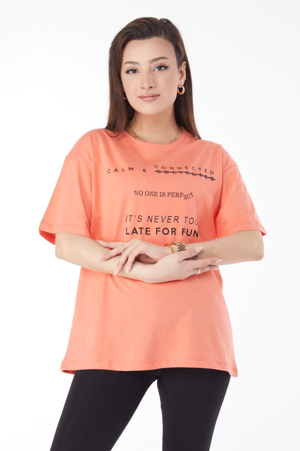 Kısa Kollu Baskılı T-shirt Kırmızı - 24645