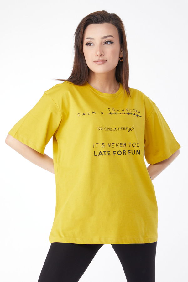 Kısa Kollu Baskılı T-shirt Yeşil - 24645