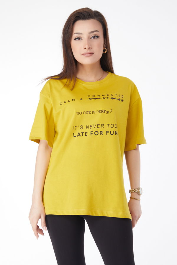 Kısa Kollu Baskılı T-shirt Yeşil - 24645