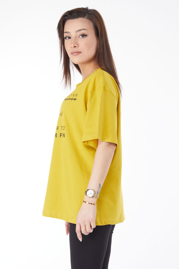 Kısa Kollu Baskılı T-shirt Yeşil - 24645