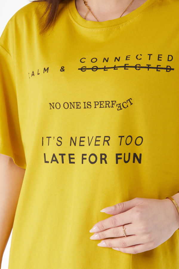Kısa Kollu Baskılı T-shirt Yeşil - 24645
