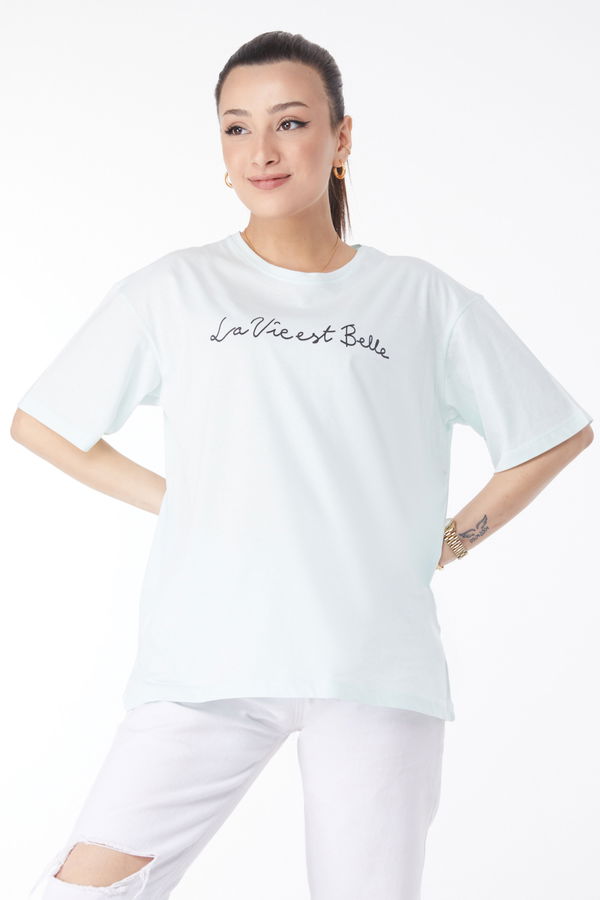 Kısa Kollu Baskılı T-shirt Yeşil - 24646