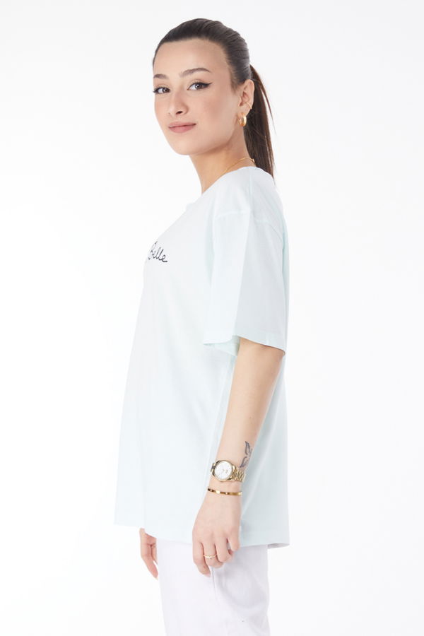 Kısa Kollu Baskılı T-shirt Yeşil - 24646
