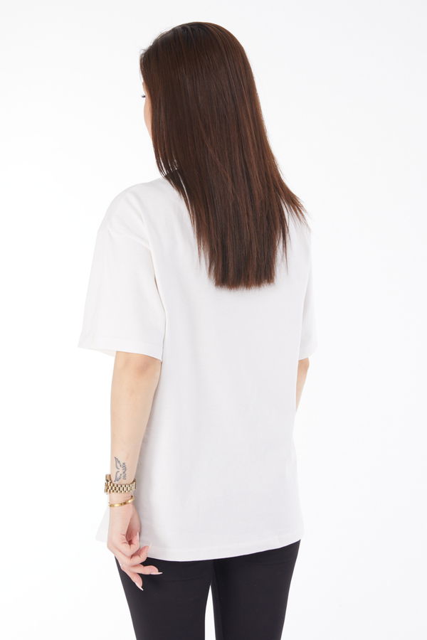 Kısa Kollu Baskılı T-shirt Beyaz - 24646