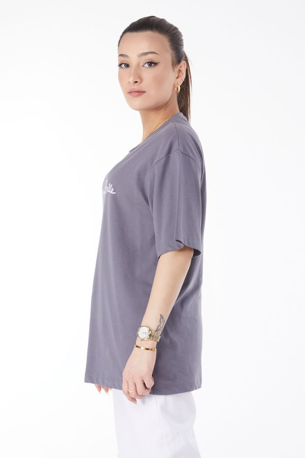 Kısa Kollu Baskılı T-shirt Antrasit - 24646 ANTRASİT