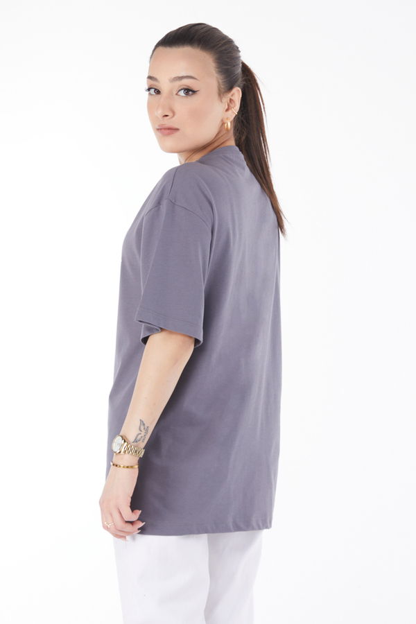Kısa Kollu Baskılı T-shirt Antrasit - 24646 ANTRASİT