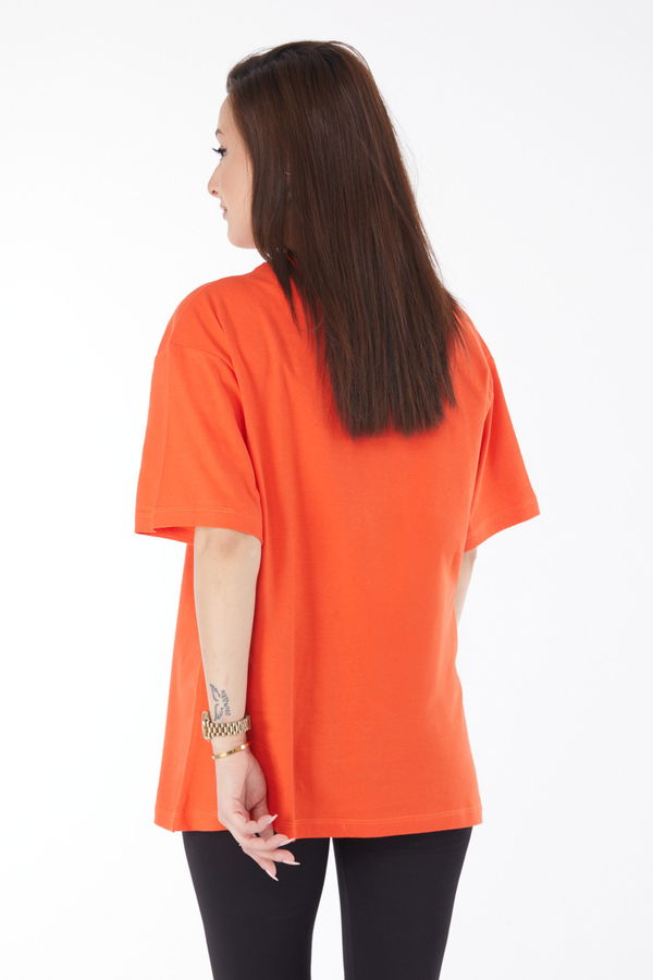 Kısa Kollu Baskılı T-shirt Turuncu - 24646 TURUNCU