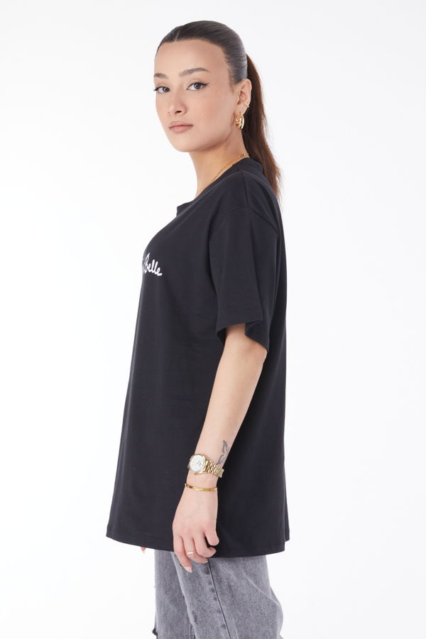 Kısa Kollu Baskılı T-shirt Siyah - 24646 SİYAH