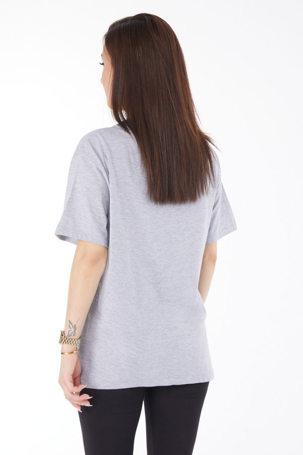 Kısa Kollu Baskılı T-shirt Gri - 24648