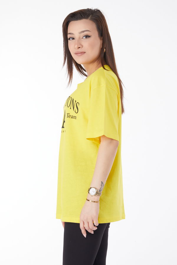 Kısa Kollu Baskılı T-shirt Sarı - 24648