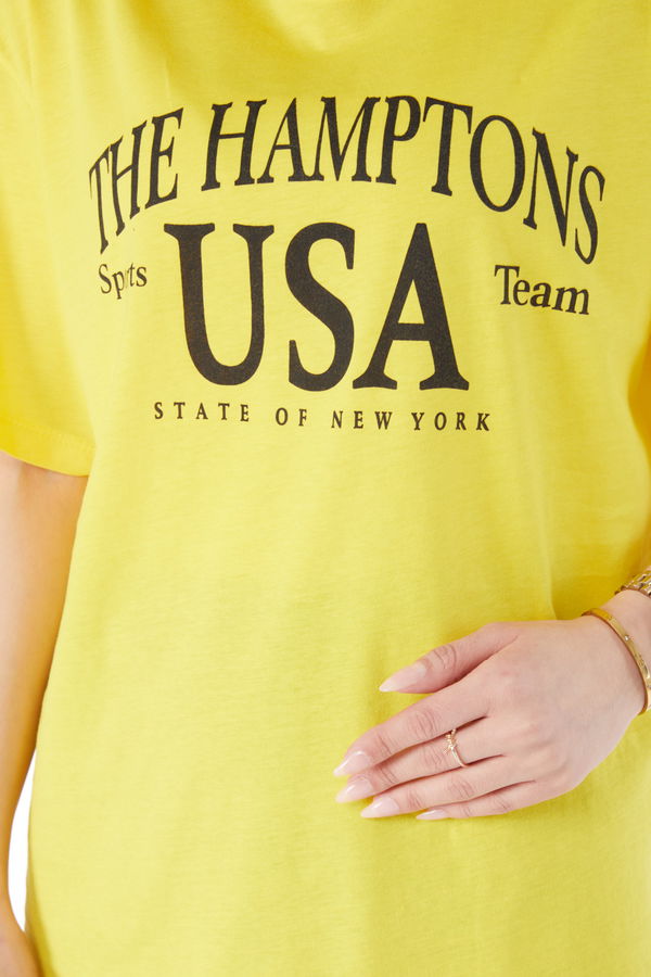 Kısa Kollu Baskılı T-shirt Sarı - 24648