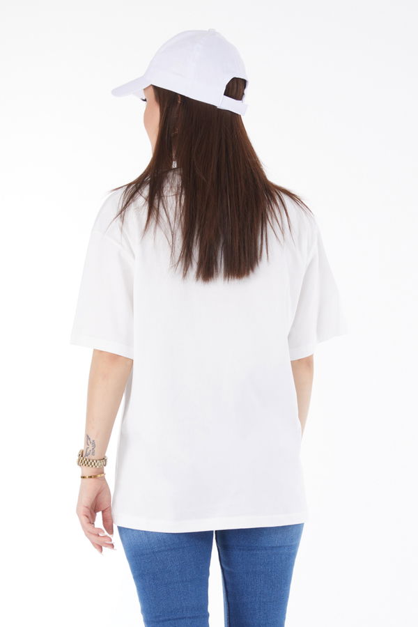 Kısa Kollu Baskılı T-shirt Beyaz - 24649