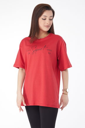 Kısa Kollu Baskılı T-shirt Kırmızı - 24649