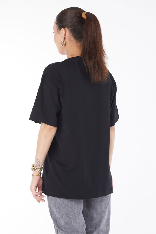 Kısa Kollu Baskılı T-shirt Siyah - 24649