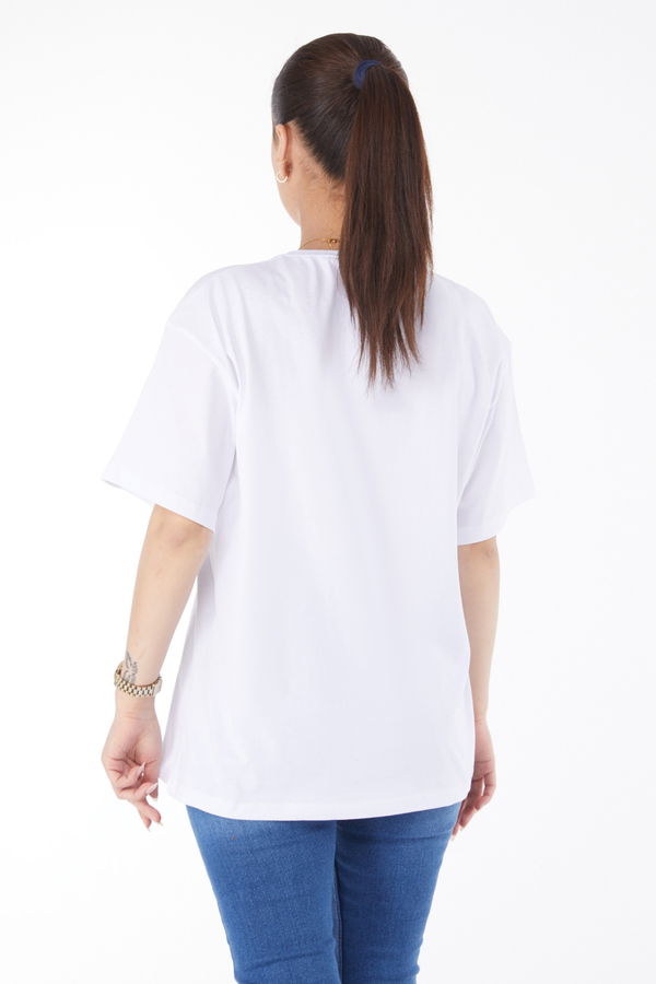 Kısa Kollu Baskılı T-shirt Beyaz - 24650 BEYAZ