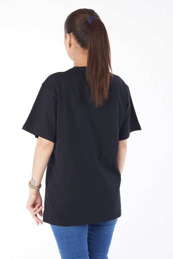 Kısa Kollu Baskılı T-shirt Siyah - 24651