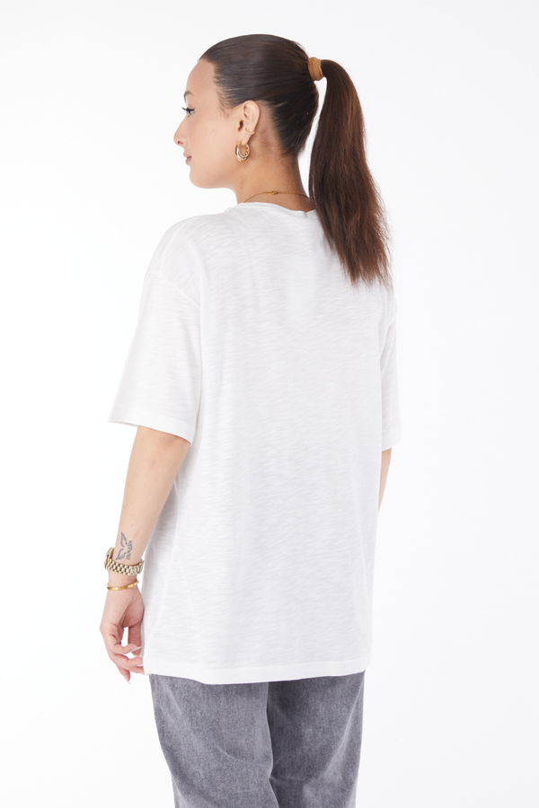 Kısa Kollu Baskılı T-shirt Beyaz - 24652