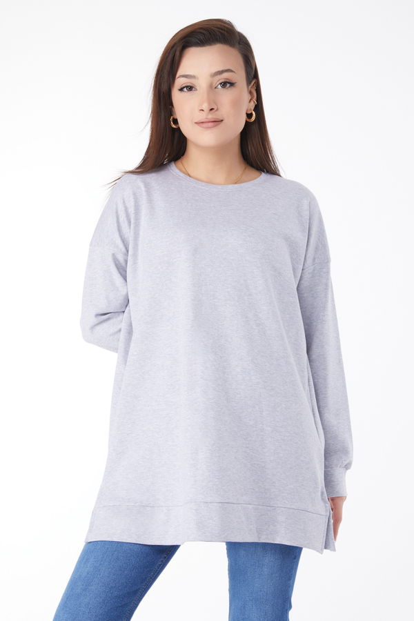 Uzun Kollu Sweatshirt Gri - 24653 GRİ