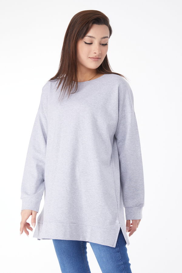 Uzun Kollu Sweatshirt Gri - 24653 GRİ