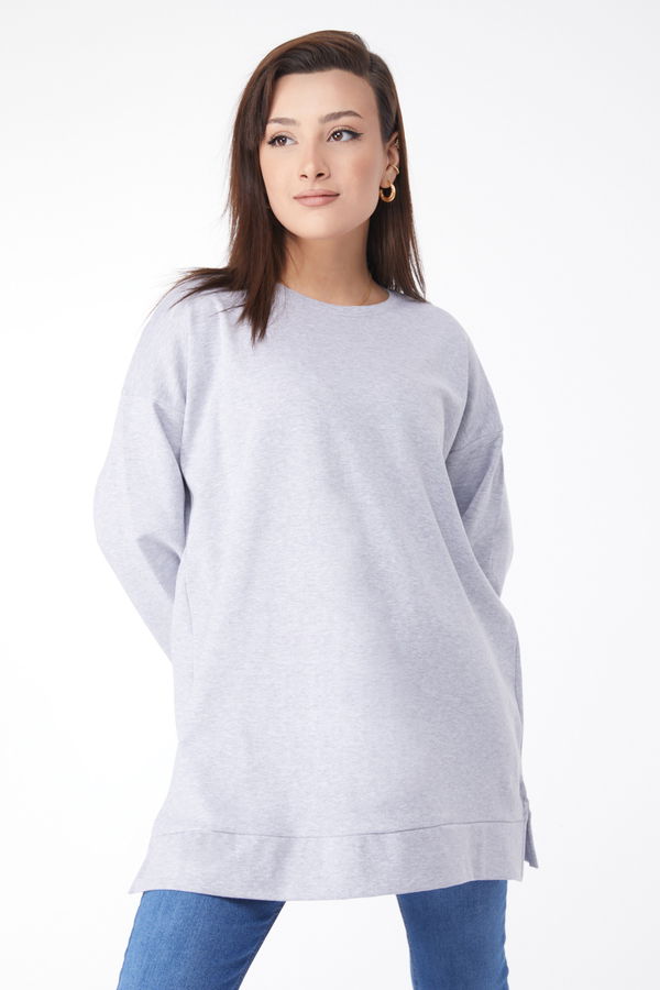 Uzun Kollu Sweatshirt Gri - 24653 GRİ