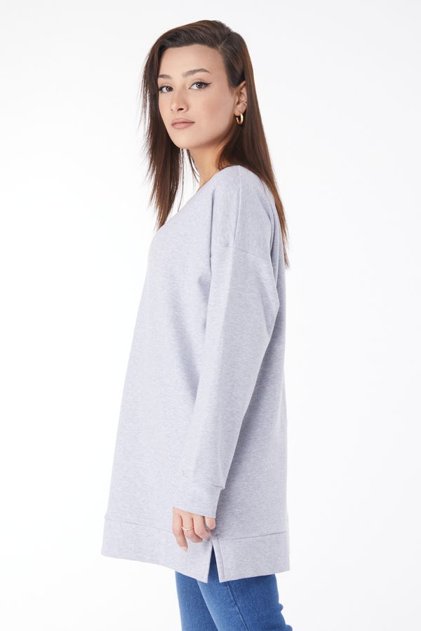 Uzun Kollu Sweatshirt Gri - 24653 GRİ