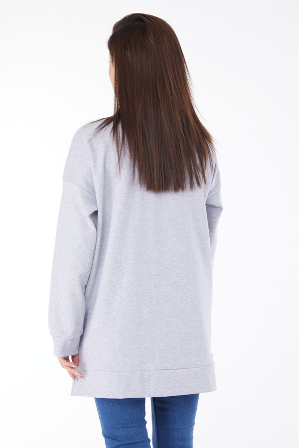 Uzun Kollu Sweatshirt Gri - 24653 GRİ