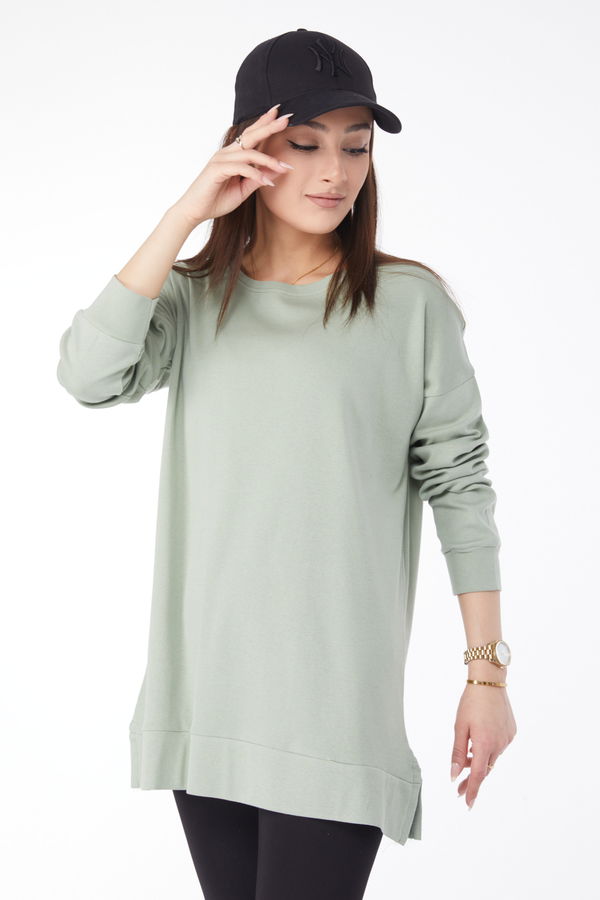Uzun Kollu Sweatshirt Yeşil - 24653 YEŞİL