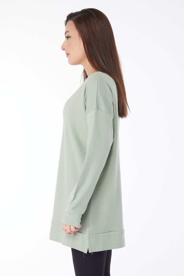 Uzun Kollu Sweatshirt Yeşil - 24653 YEŞİL