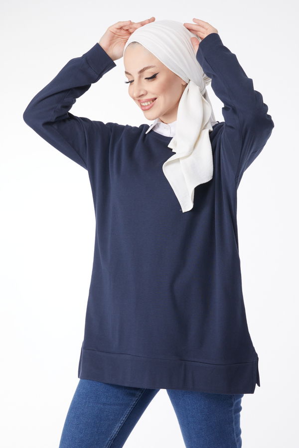 Uzun Kollu Sweatshirt Lacivert - 24653