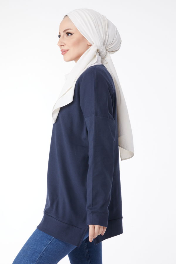 Uzun Kollu Sweatshirt Lacivert - 24653