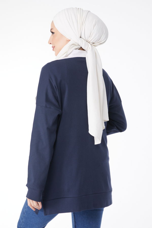 Uzun Kollu Sweatshirt Lacivert - 24653