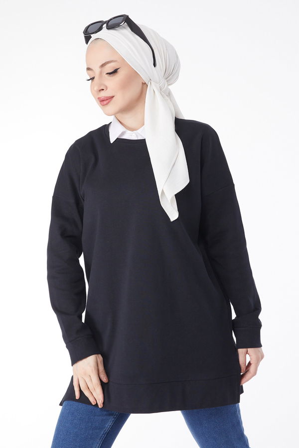 Uzun Kollu Sweatshirt Siyah - 24653