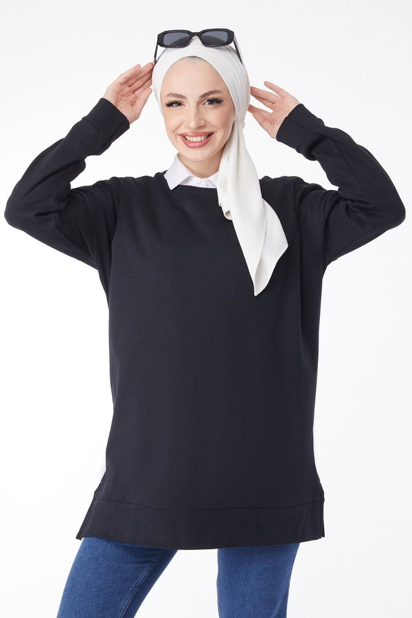 Uzun Kollu Sweatshirt Siyah - 24653