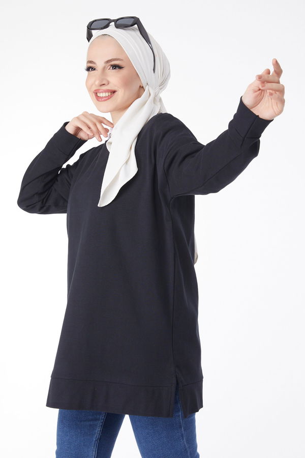 Uzun Kollu Sweatshirt Siyah - 24653