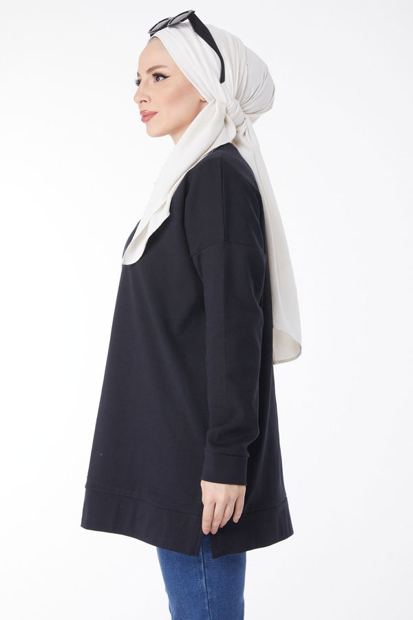 Uzun Kollu Sweatshirt Siyah - 24653