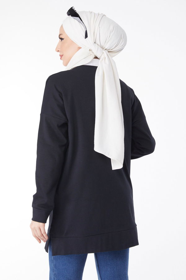 Uzun Kollu Sweatshirt Siyah - 24653