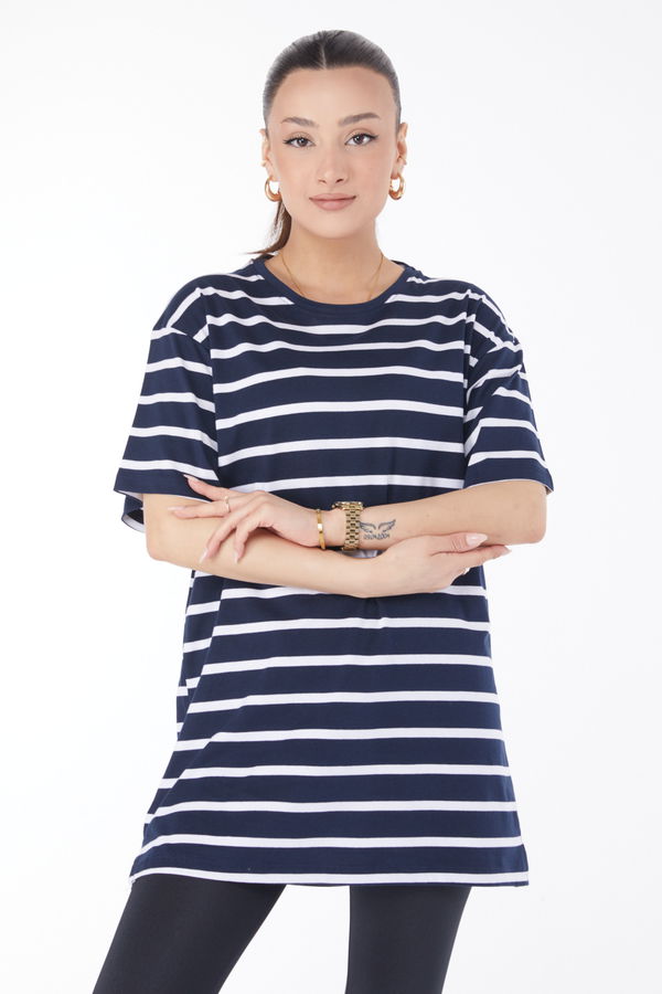 Kısa Kollu T-shirt Lacivert - 24657